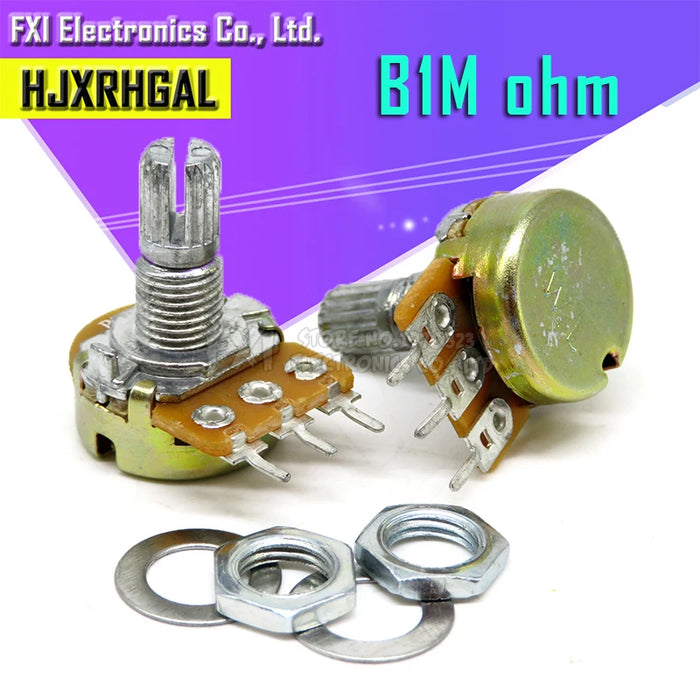 5 pz WH148 B1K B2K B5K B10K B20K B50K B100K B500K 3Pin 15mm Amplificatore Albero Doppio Potenziometro Stereo 1K 2K 5K 10K 50K 100K 500K