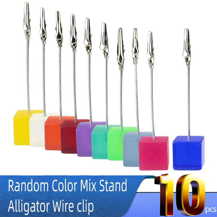 Clip per foto in filo di alligatore con supporto per cubo colorato, porta biglietti memo, bomboniera per feste di matrimonio da tavolo, morsetto per note regalo personalizzato