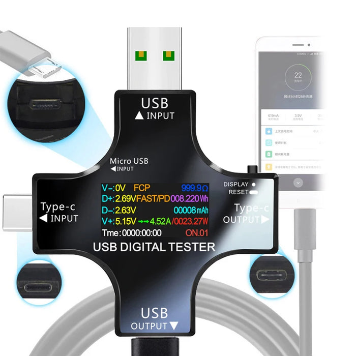 Tester USB 6.5A DC Type-C PD voltmetro digitale Amper Monitor di corrente di tensione amperometro rilevatore banca di alimentazione caricatore misuratore di capacità