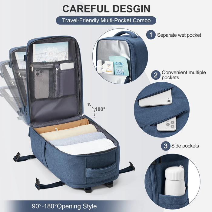 Zaino da viaggio Borsa da cabina Ryanair per aereo a breve distanza 40x20x25 Zaino Donna Uomo Borsa per laptop per scuola per il tempo libero Bagaglio da trasporto