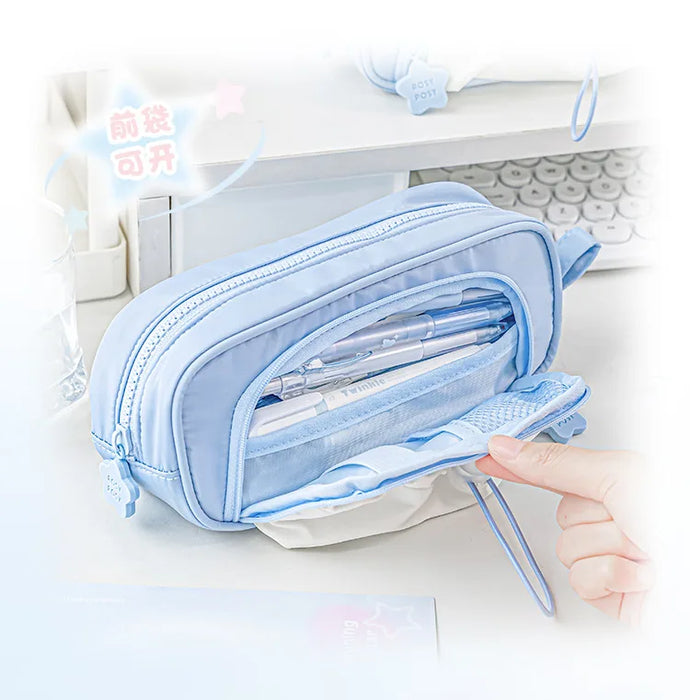 Astuccio creativo blu/rosa portapenne portatile di grande capacità carino per ragazze accessori per la scuola organizzatore forniture di cancelleria