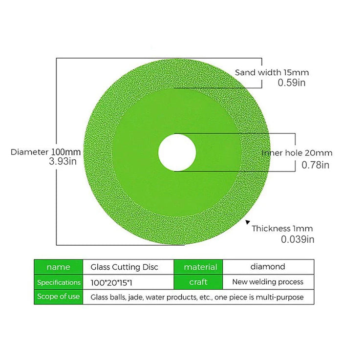 Lama per disco da taglio per vetro Disco da taglio diamantato da 100 mm Lama per sega per marmo Piastrelle in ceramica Lama da taglio speciale in giada Dropshipping