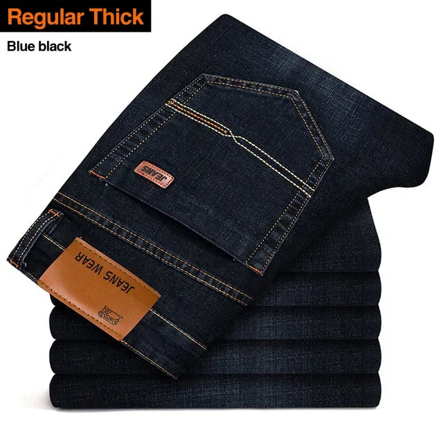 Jeans da lavoro alla moda da uomo Pantaloni jeans slim elasticizzati casual stile classico Pantaloni in denim di marca maschile Nero Blu