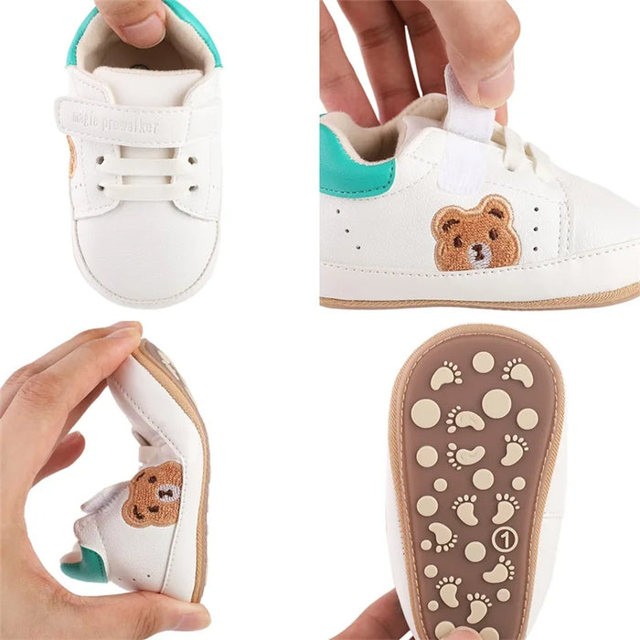 Infant Baby Boys Girls Moccasins Sneakers Bear Embroidery Soft Sole Flat Shoes Prewalker Anti-Slip Shoes First Walker Shoes