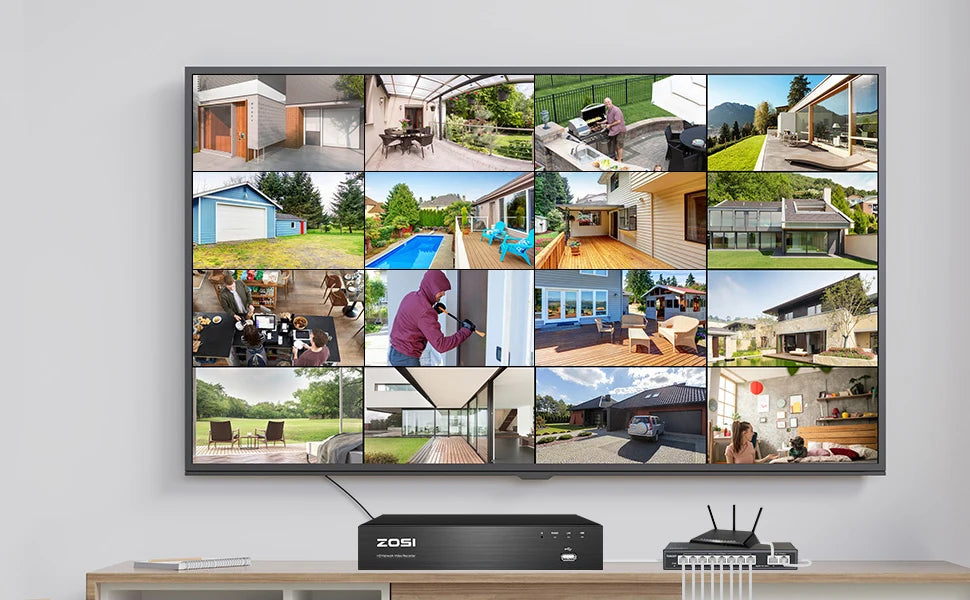 ZOSI 8CH POE Kit di videosorveglianza 4K 8MP 5MP Super HD Telecamere IP esterne AI Starlight Visione notturna Sistema di telecamere di sicurezza CCTV