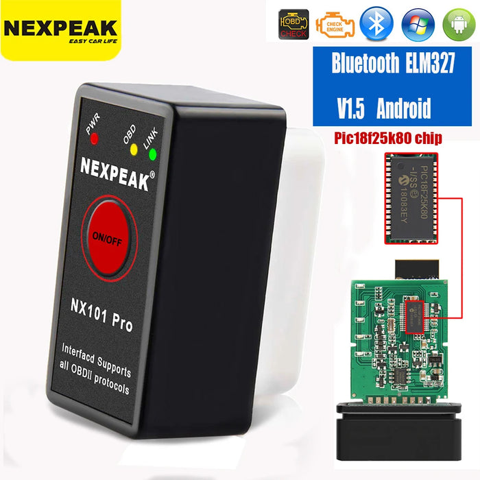 ELM327 v 1 5 OBD2 Scanner muslimbluetooth ELM 327 NEXPEAK NX101 strumento diagnostico per auto per lettore di codici Android Vgate Icar2