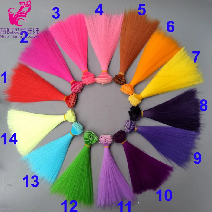 1 pz Capelli della bambola 15 cm 25 cm Rosa Giallo Viola Verde Blu Colore Parrucche per bambole diritte per accessori fai da te fatti a mano russi