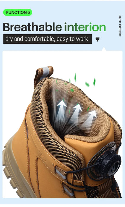 Stivali di sicurezza impermeabili da uomo Stivali da lavoro indistruttibili con punta in acciaio Scarpe antinfortunistiche anti-sfondamento resistenti alle coltellate Biker Botas Para Hombre