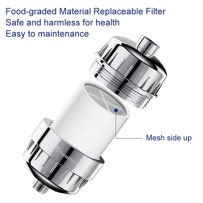 Wheelton Filtro Acqua Purificatore KDF+Calcium Zolfo Doccia Bagno Ammorbidente Rimozione del Cloro Attaccare 2 Filtri Extra