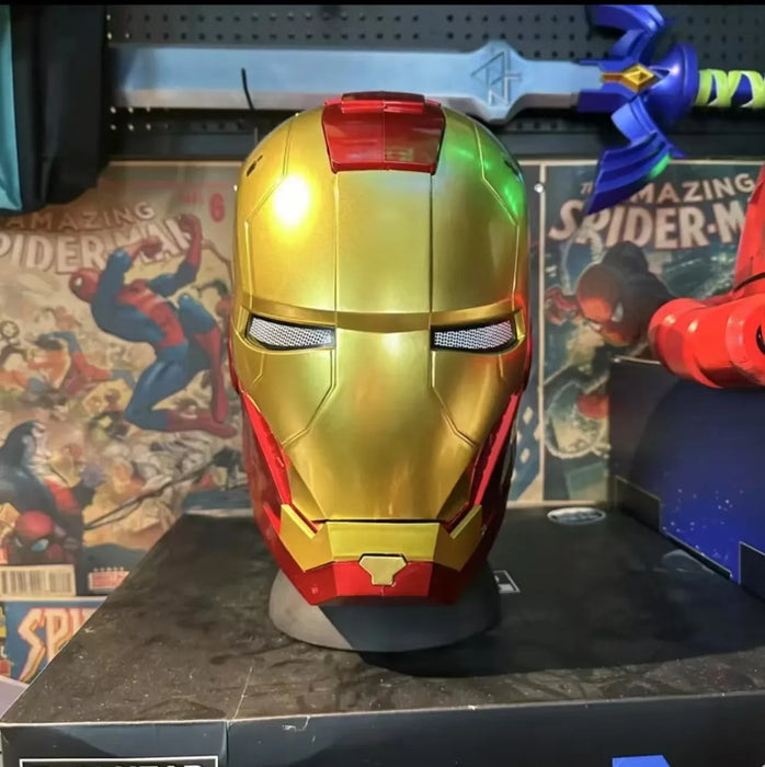 2025 New Iron Man Helmet Mk5 Jarvis Helmet Luminous Manual Opening And Closing Wearable Cool Children'S Cosplay Mask Toy Gift