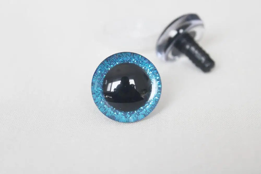 20 pezzi --- 9-12-14--16-18- 20 -24--30-35mm occhi glitter 3D trasparenti occhi giocattolo di sicurezza in plastica stelo lungo + tessuto glitter + rondella