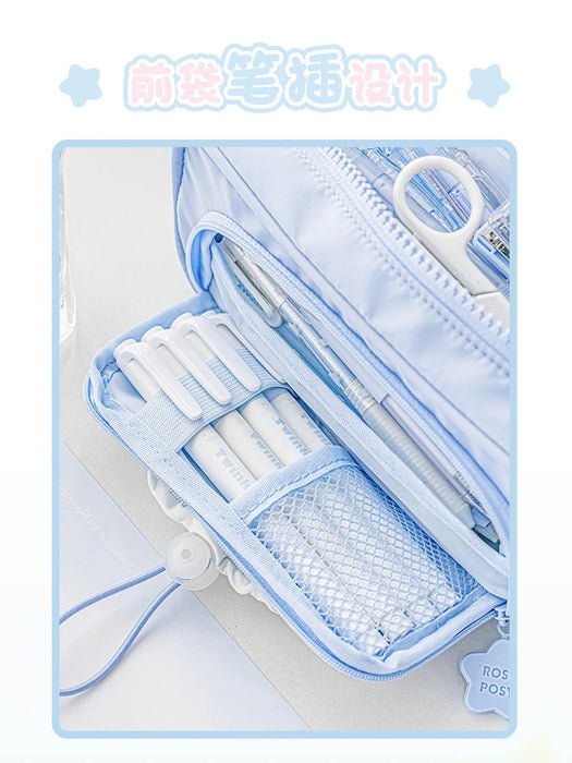 Astuccio creativo blu/rosa portapenne portatile di grande capacità carino per ragazze accessori per la scuola organizzatore forniture di cancelleria