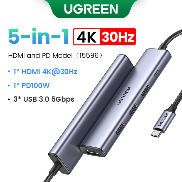 UGREEN USB C HUB 4K60Hz Adattatore HDMI USB C a USB3.0 PD100W SD e TF per MacBook Pro Air Laptop Tipo C 3.1 Splitter Docking Station