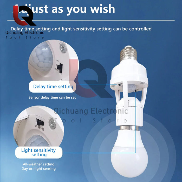 PIR Human Induction Motion Sensor LED Night Lamp Socket Base E27 portalampada AC 100-240V sensore di presenza umana testa della luce