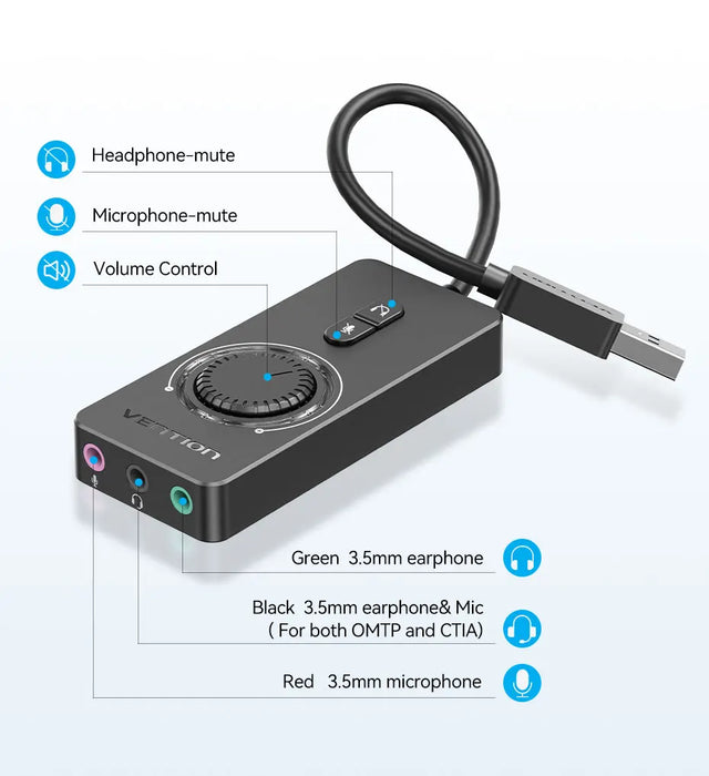 Vention scheda Audio esterna USB adattatore Audio da USB a 3.5mm microfono da USB a auricolare per Macbook Computer portatile scheda Audio PS4