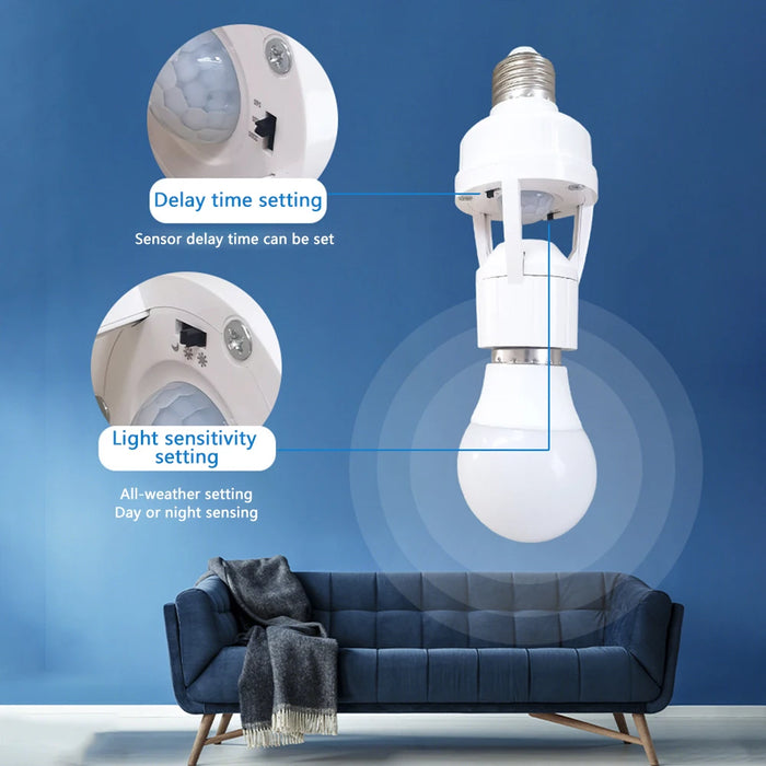 PIR Human Induction Motion Sensor LED Night Lamp Socket Base E27 portalampada AC 100-240V sensore di presenza umana testa della luce
