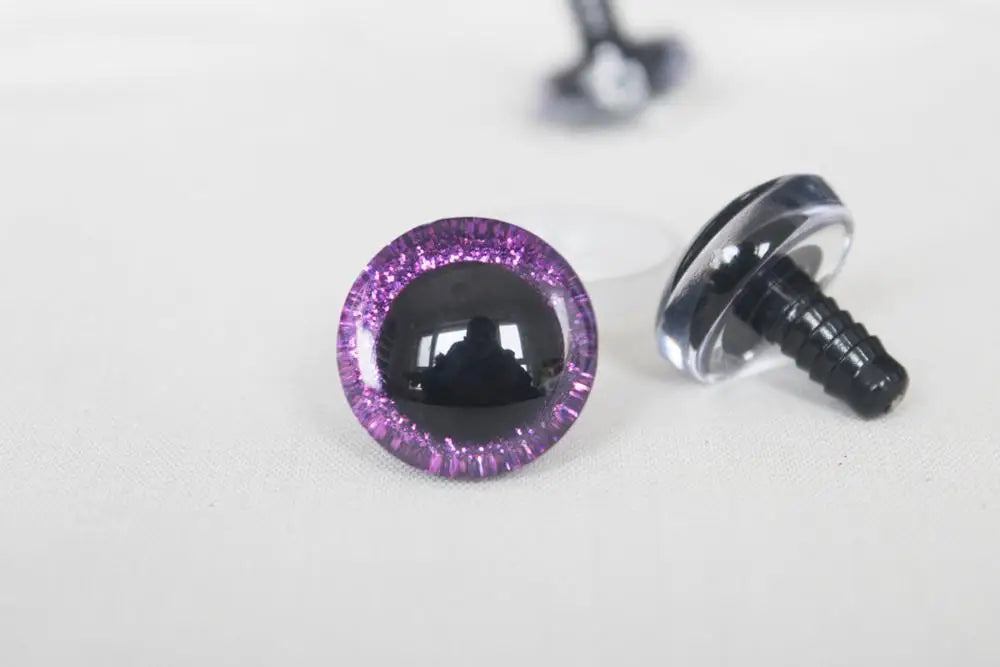 20 pezzi --- 9-12-14--16-18- 20 -24--30-35mm occhi glitter 3D trasparenti occhi giocattolo di sicurezza in plastica stelo lungo + tessuto glitter + rondella