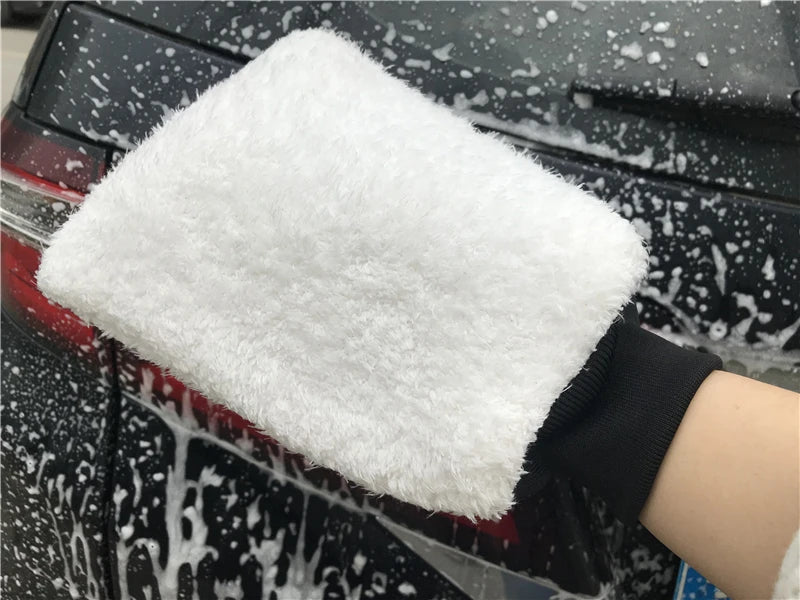 Lucullan Ultimo guanto per lavaggio auto ultra morbido Guanto per dettagli automatici premium in microfibra facile da asciugare Ideale per il lavaggio a due secchi