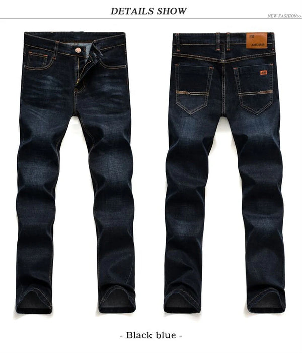 Jeans da lavoro alla moda da uomo Pantaloni jeans slim elasticizzati casual stile classico Pantaloni in denim di marca maschile Nero Blu