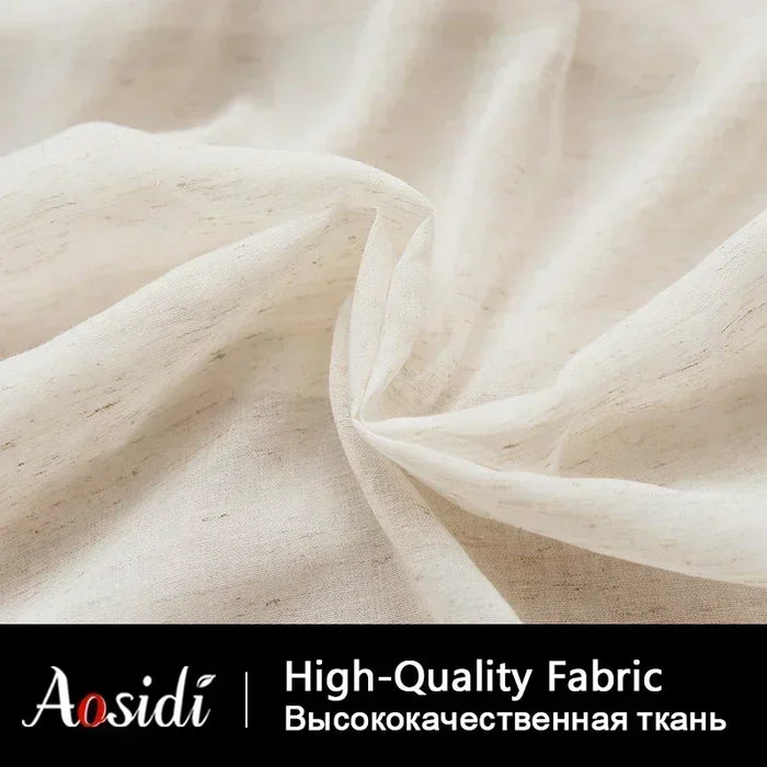 Tende in tulle effetto lino beige per soggiorno Tende moderne in lino trasparente per camera da letto Tenda in voile solido per drappo per finestra per bambini