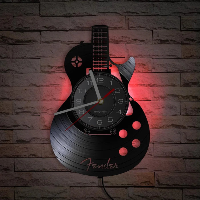 Chitarra acustica Wall Art orologio da parete strumento musicale Home Interior Wall Decor vinile Record orologio da parete Rock n Roll regalo musicale