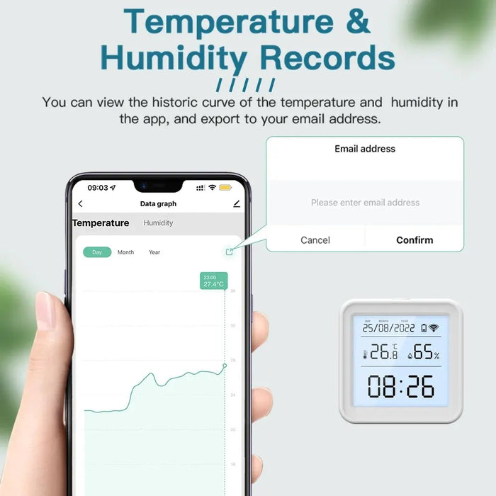 Tuya nuovo sensore di umidità della temperatura WiFi Smart Life retroilluminazione igrometro sensore termometro supporto Alexa Google Home Assistant