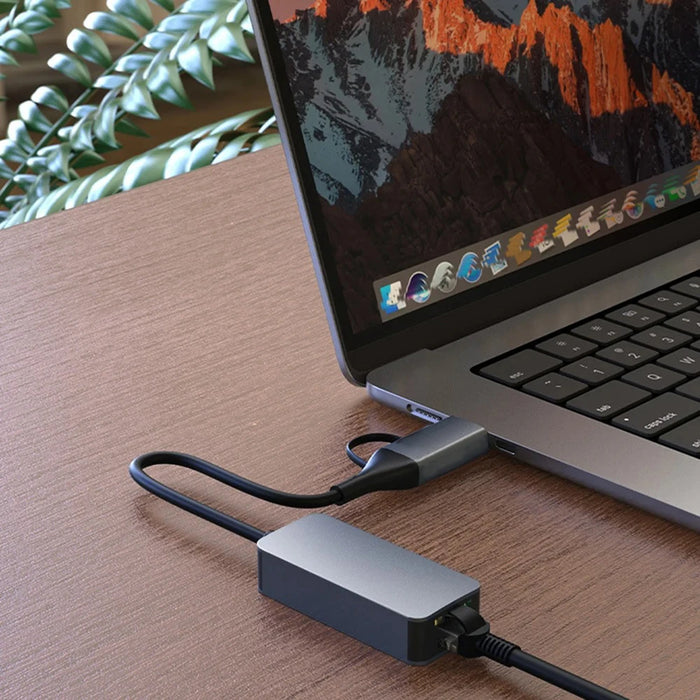 Adattatore per scheda di rete 2500Mbps Adattatore da USB/tipo C a RJ45 2.5G USB 3.0 Convertitore per scheda di rete cablata HUB per laptop Win 7/8/10