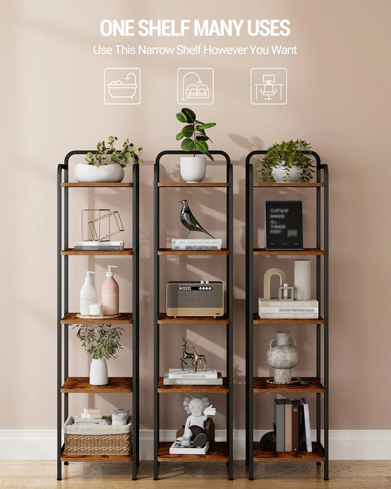 Libreria, Scaffale, Scaffale Autoportante, Libreria Sottile, Scaffale Angolare Industriale, Scaffale Sottile per Ufficio Domestico, Soggiorno, Camera da Letto