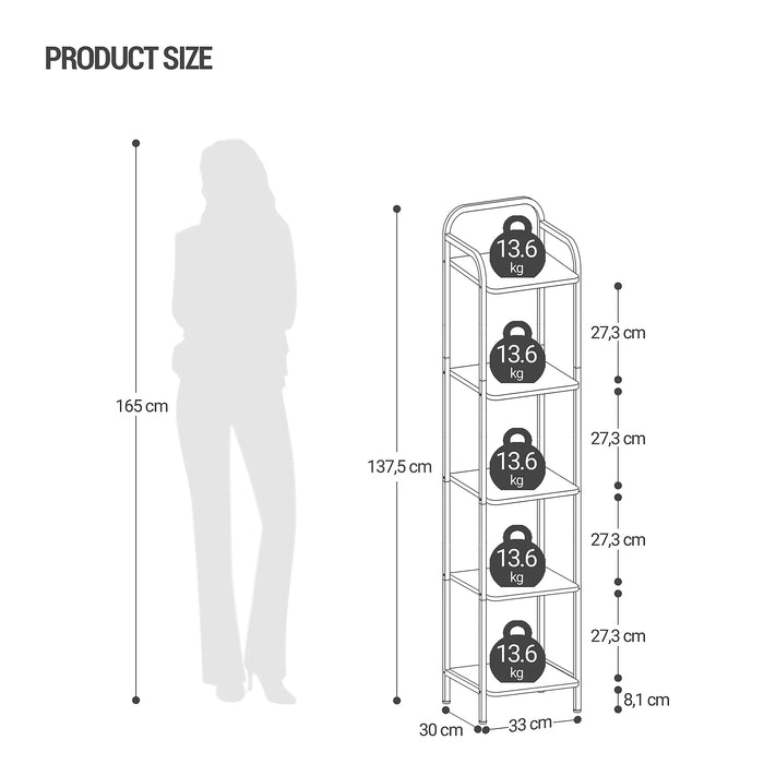 Libreria, Scaffale, Scaffale Autoportante, Libreria Sottile, Scaffale Angolare Industriale, Scaffale Sottile per Ufficio Domestico, Soggiorno, Camera da Letto