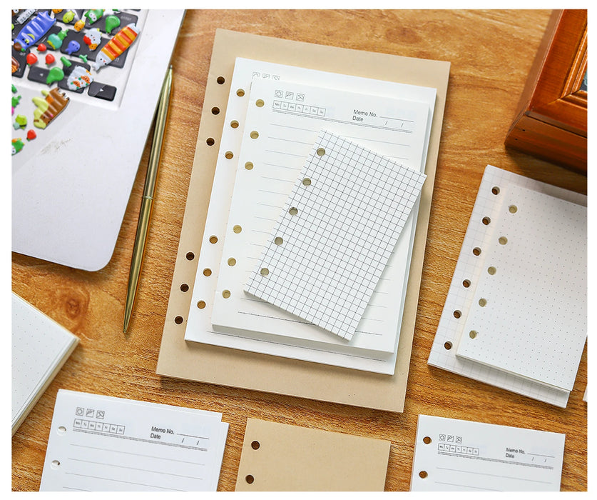 Raccoglitore ad anelli di alta qualità Notebook A5 Personal A6 A7 A8 Dimensioni Inserto Ricariche Sciolto Foglia Spirale Diario Planner Nucleo interno 100g Carta