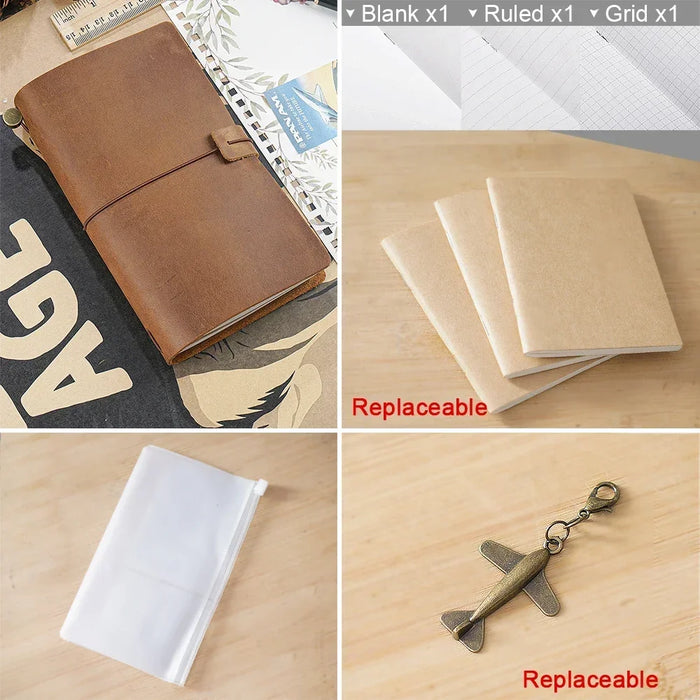 Moterm Vendita Calda 100% Genuino Notebook In Pelle Fatta A Mano Vintage Pelle Bovina Diario Ufficiale Sketchbook Planner TN Copertura Del Notebook Da Viaggio