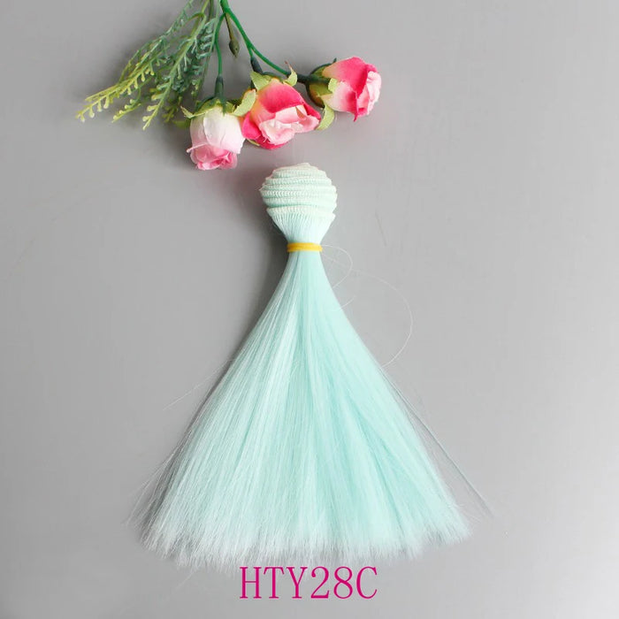 1 pz Capelli della bambola 15 cm 25 cm Rosa Giallo Viola Verde Blu Colore Parrucche per bambole diritte per accessori fai da te fatti a mano russi