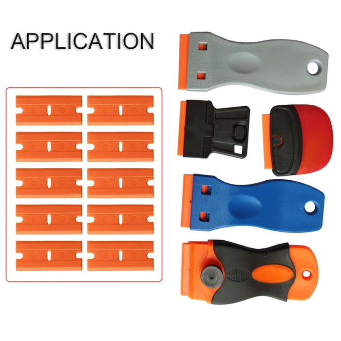 CNGZSY 100 pz Lame di Rasoio Raschietto di Sicurezza Colla Coltello Detergente per Vetro Sostituzione Lama in Acciaio Al Carbonio Ceramica Auto Etichette di Rimozione E13