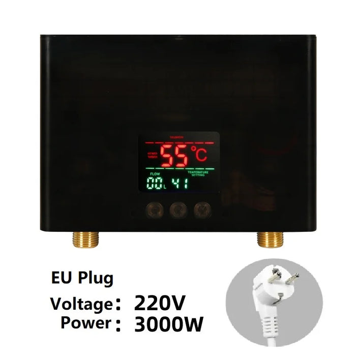 Scaldabagno istantaneo da cucina 5500W Mini scaldabagno elettrico senza serbatoio montato a parete con Display a LED telecomando per bagno