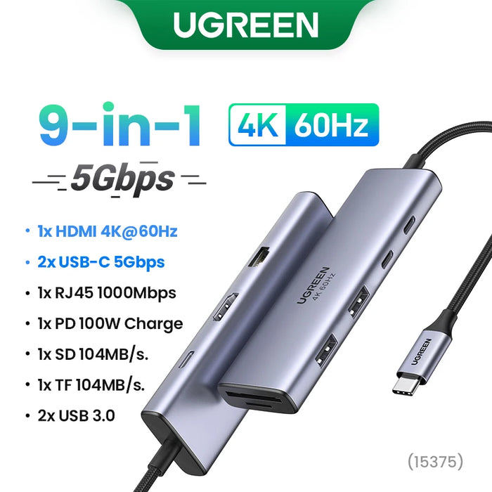 UGREEN USB C HUB 4K60Hz Adattatore HDMI USB C a USB3.0 PD100W SD e TF per MacBook Pro Air Laptop Tipo C 3.1 Splitter Docking Station
