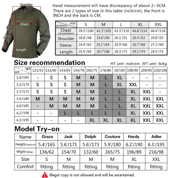 IDOGEAR G3 camicia abbigliamento da caccia Combattimento Gen3 Camicia Tattica 3101