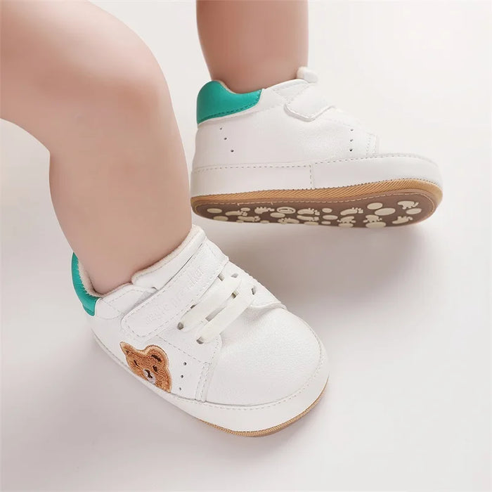 Infant Baby Boys Girls Moccasins Sneakers Bear Embroidery Soft Sole Flat Shoes Prewalker Anti-Slip Shoes First Walker Shoes