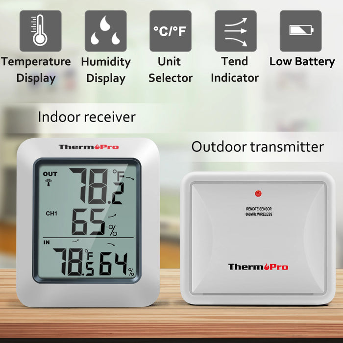 Stazione meteorologica igrometro termometro esterno digitale wireless ThermoPro TP60C 60M per la casa