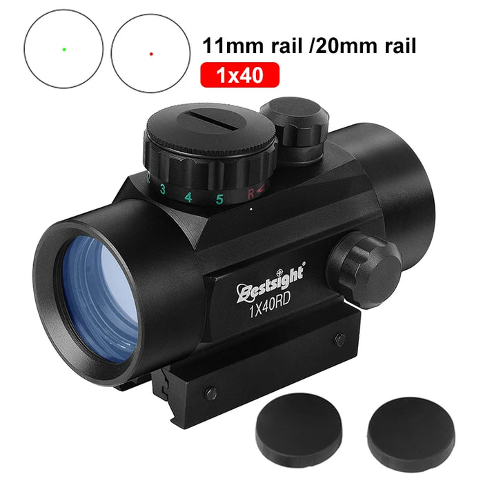 1x40 Red Dot Scope Sight Rifle scope Green Red Dot Collimatore Dot con 11mm/20mm Rail Mount Airsoft Air Hunting