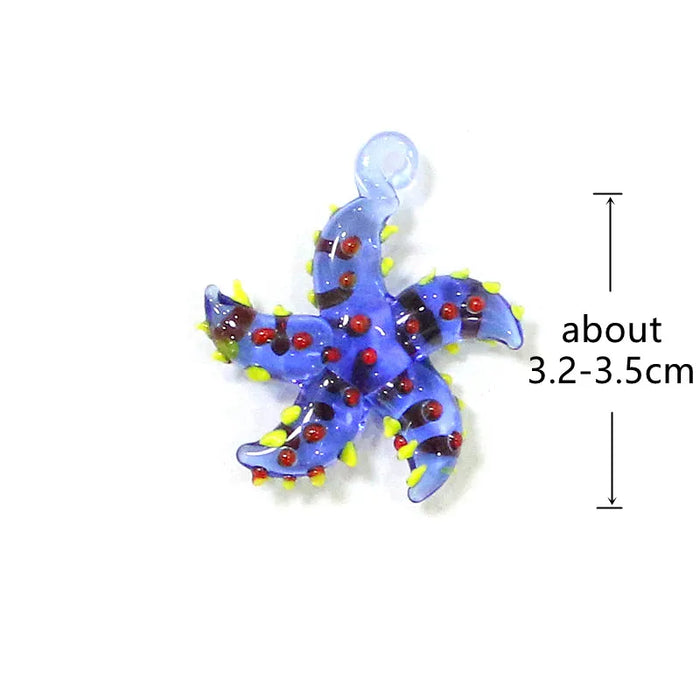 Personalizzato carino stella marina figurina in miniatura fascino ciondolo in vetro colorato piccola stella di mare pesce ornamento accessori per la decorazione dell'acquario