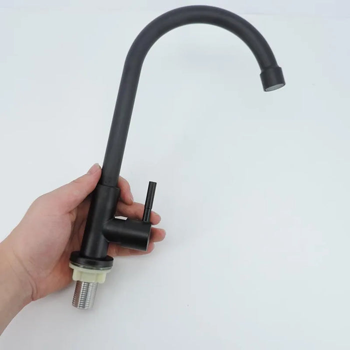 G1/2 rubinetto da cucina in acciaio inossidabile nero depuratore d'acqua rubinetti per acqua fredda a testa singola rubinetto con maniglia per montaggio su ponte di rotazione 9/16