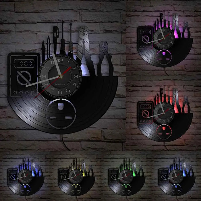 Negozio di riparazione Auto Wall Sign decorativo moderno orologio da parete Auto servizio meccanico officina vinile Record Clock Garage riparatore regalo