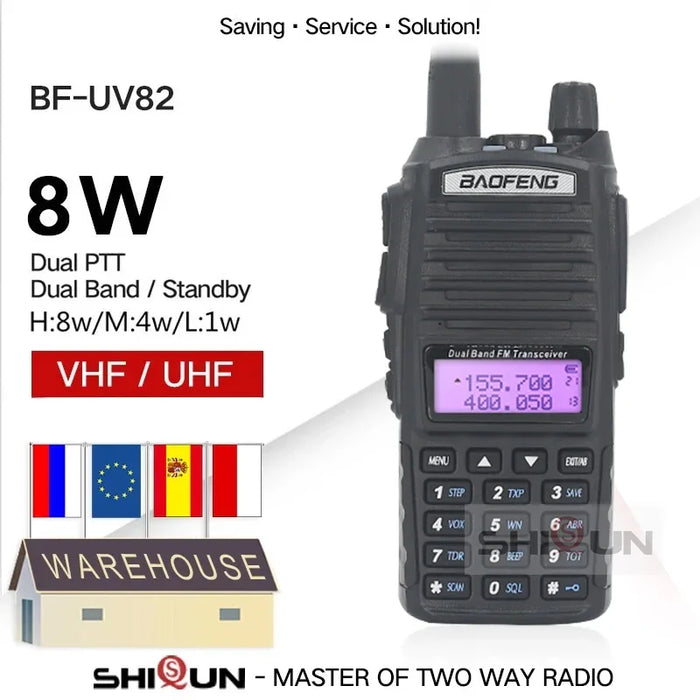 Aggiornamento BaoFeng UV-82 8W Opzionale 5W Baofeng UV 82 Walkie Talkie 10 KM Baofeng 8W Ham Radio 10KM Dual PTT 82HP UV-9R GT-3TP UV-5R