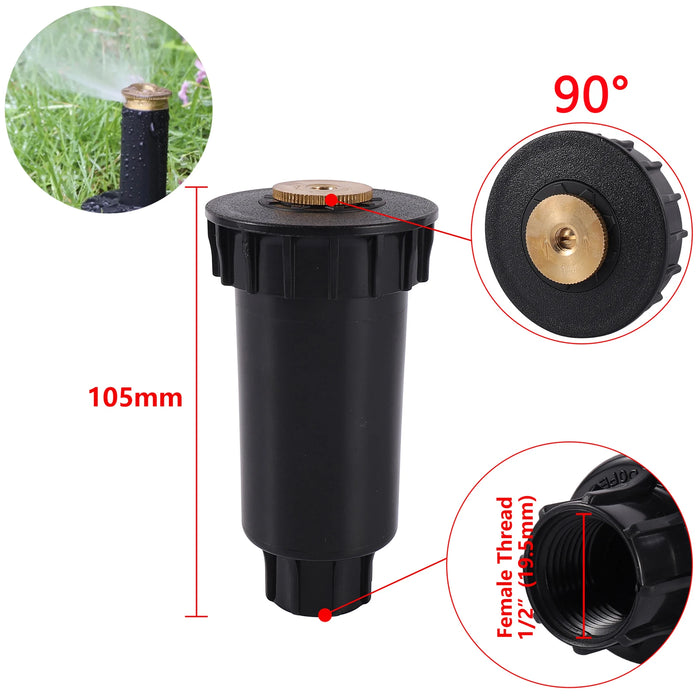 Irrigatori pop-up con filettatura da 1/2 ", 90/180/360 gradi, allungamento automatico, spruzzatore, giardino, prato, prati, ugello interrato