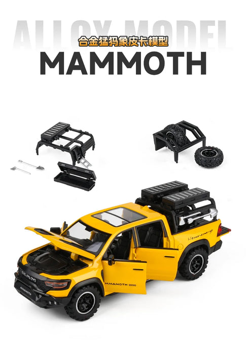 1:32 Dodge RAM 1000 TRX Mammoth Picku Modello di auto in lega Suono e luce Tirare indietro Giocattolo per bambini da collezione Regalo di compleanno