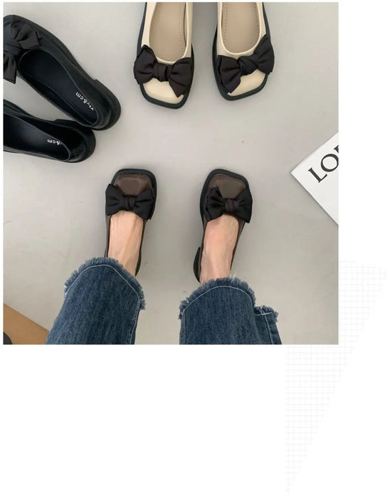 Scarpe da donna retrò scarpe singole francesi fiocco quadrato scarpe Mary Jane 2022 nuovo 35-43 grande