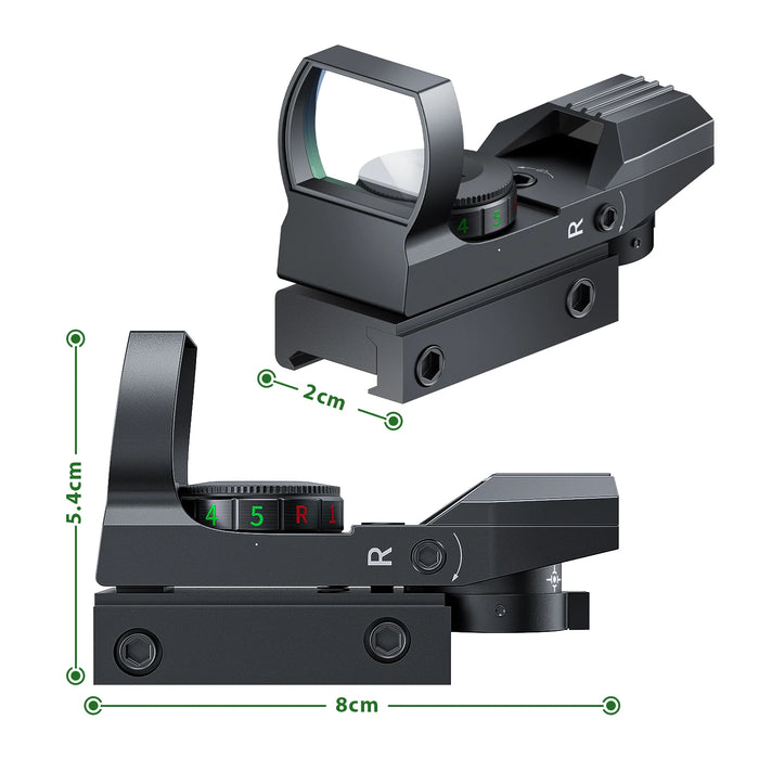 Bestsight Red Dot Sight Mirino olografico Reflex 4 Reticolo Ottiche Collimatore illuminato rosso e verde Mirino da caccia
