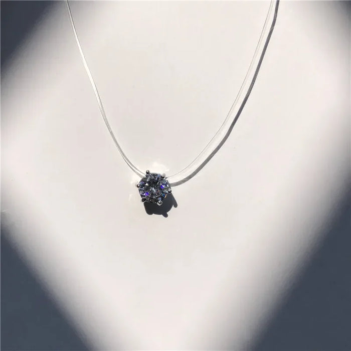SUMENG Nuova personalità moda quadrata imitazione perla cristallo zircone collana invisibile trasparente lenza da donna
