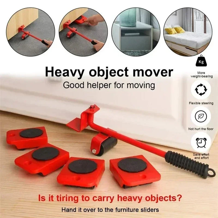 5 pz/set Set di strumenti per Mover per mobili rullo mobile per oggetti pesanti con sollevatore per mobili da Bar con strumento mobile professionale per ruote
