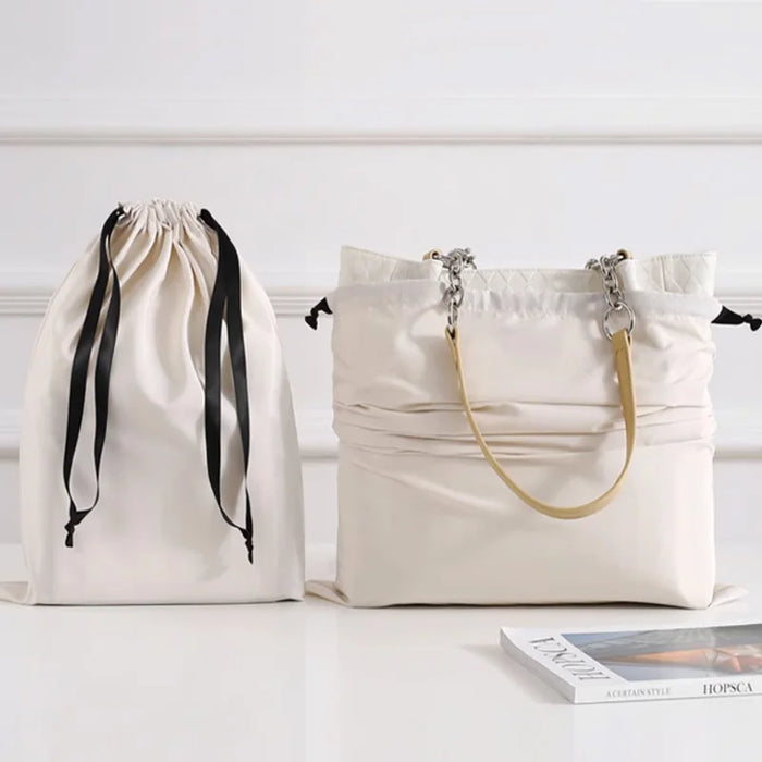 Piccoli sacchetti regalo in cotone bianco 5x7 cm 8x10 cm 9x12 cm Sacco bomboniera per caramelle per feste Borsa personalizzata con coulisse in mussola Custodia con logo per gioielli